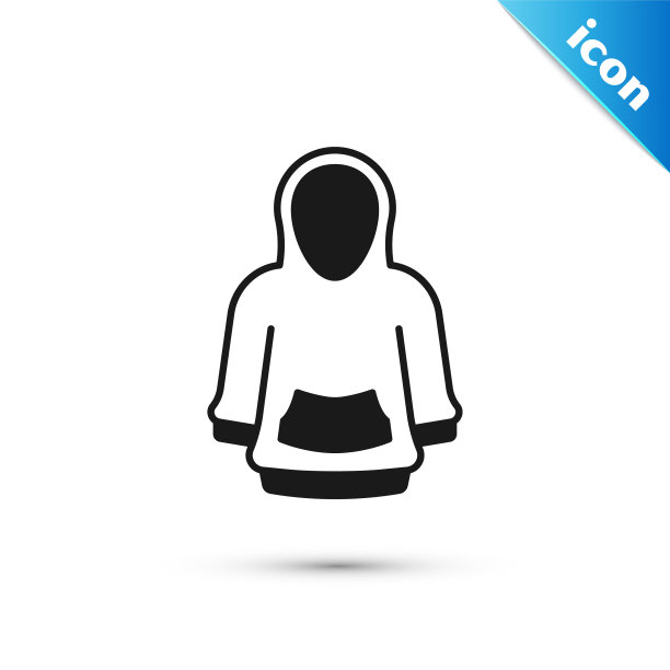 灰色连帽衫图标孤立在白色背景。连帽运动衫。向量图片下载