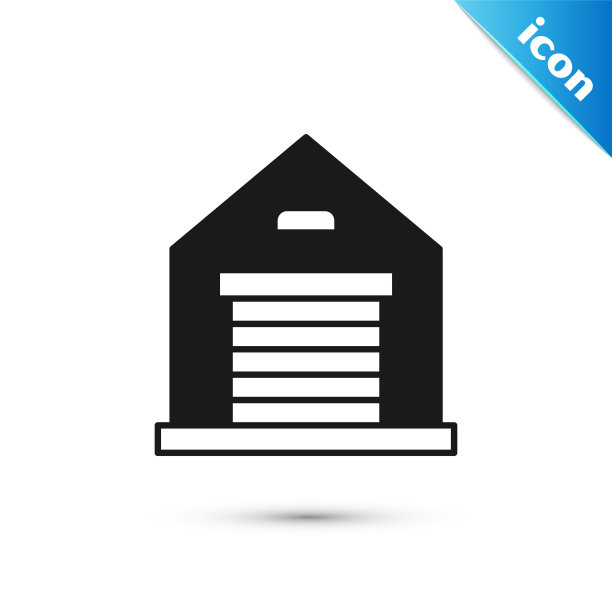 灰色仓库图标孤立在白色背景。向量图片下载