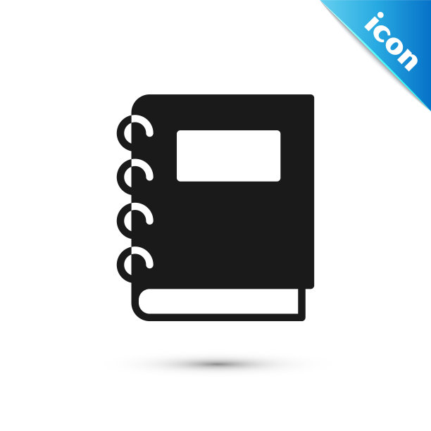 灰色笔记本图标孤立在白色背景。螺旋记事本图标。学校的笔记本。书写纸。学校的日记。向量图片下载