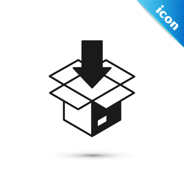 灰色纸盒图标孤立在白色背景。盒子，包裹，包裹标志。交付和包装。向量图片下载