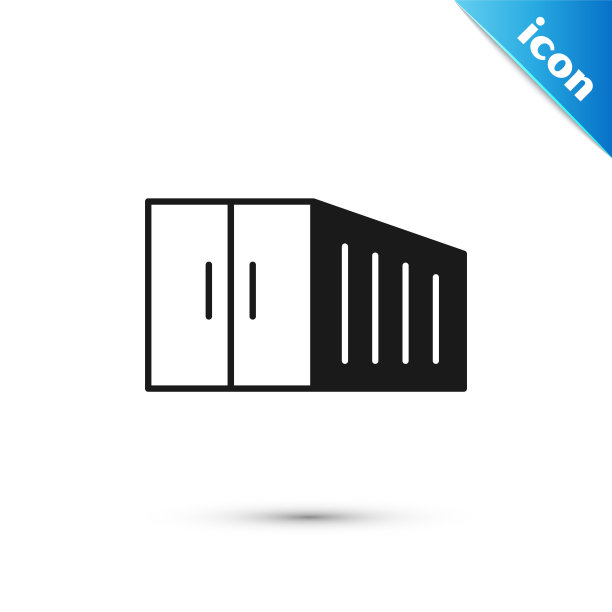 灰色容器图标孤立在白色背景。起重机吊起装有货物的集装箱。向量图片下载