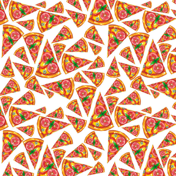 手绘水彩比萨素描图案图片下载