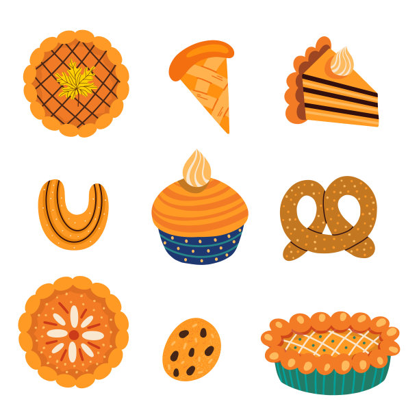 集各种糕点食品和秋叶图片下载