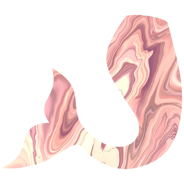 粉色美人鱼尾巴手绘插图。大理石鱼尾图片下载