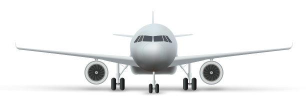 前视图民用飞机站在底盘上孤立的背景。公共或私人飞机作为商务和旅行的设计理念。矢量插图。图片下载