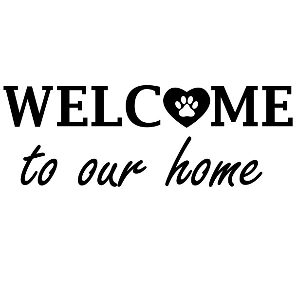 欢迎回家的狗在白色的背景。欢迎来到我们的家园。平的风格。图片下载