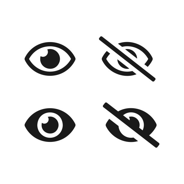 愿景与不可见眼睛矢量图标集。可见与不可见黑色符号隔离。矢量图EPS 10图片下载
