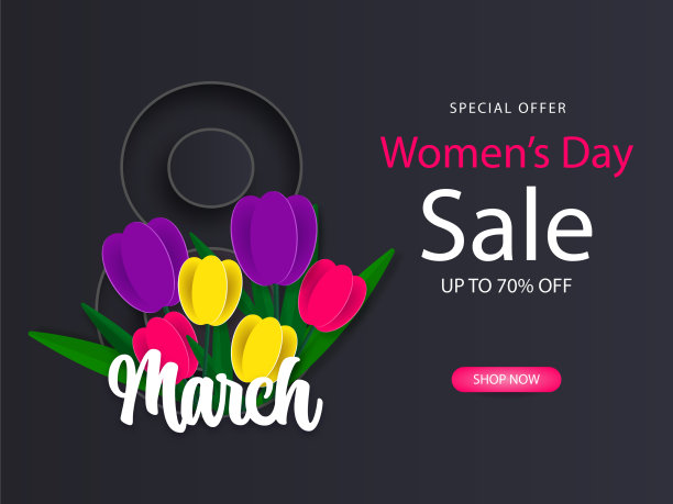 妇女节快乐打折贴彩色纸图片下载