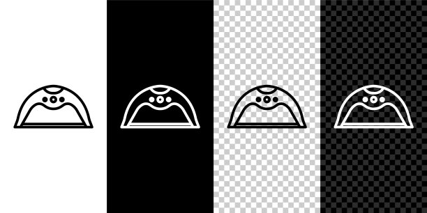 集线美甲灯图标隔离在黑白、透明的背景上。用于指甲油干燥的紫外线灯。向量图片下载