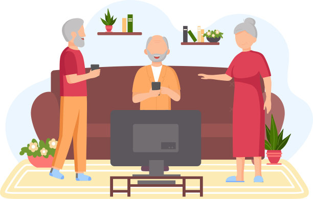 老年人和老年人一起玩电子游戏图片下载