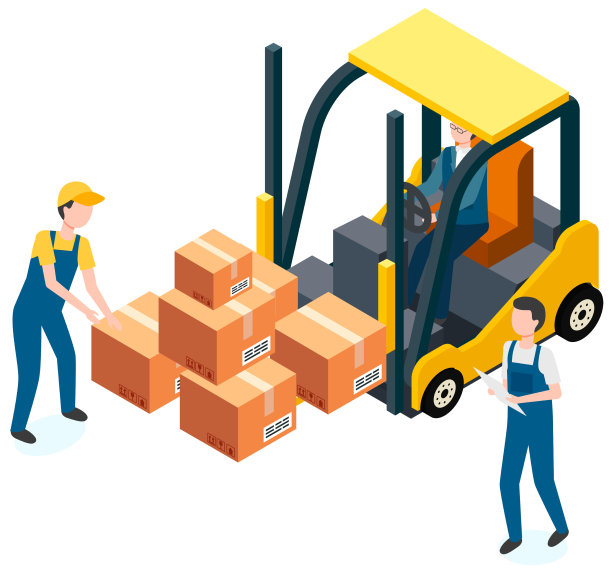 司机看着叉车用箱子搬运的图片下载