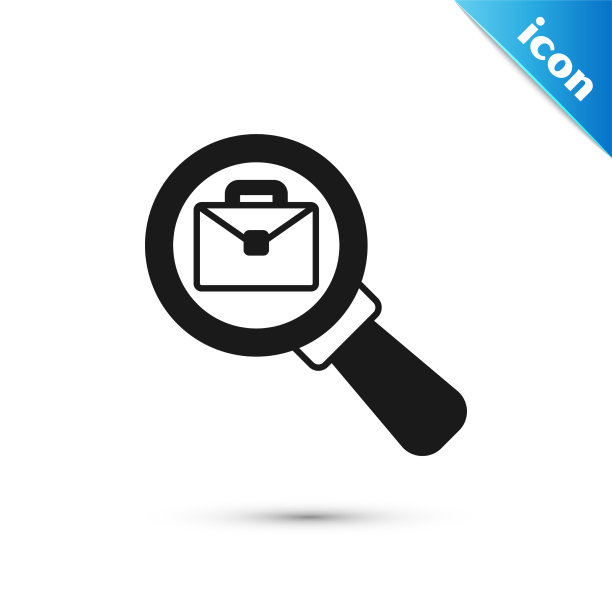 灰色放大镜与公文包图标孤立图片下载