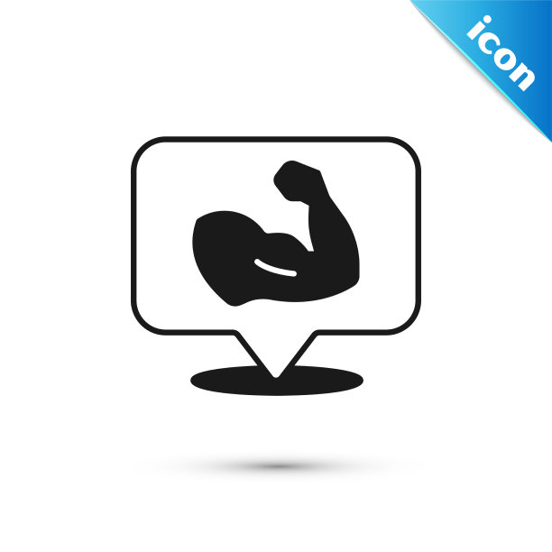 灰色健美运动员显示他的肌肉图标孤立图片下载