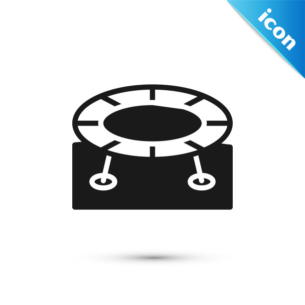 灰色跳跃蹦床图标孤立在白色图片下载