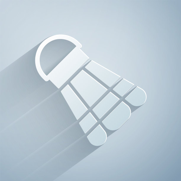 剪纸羽毛球图标孤立上羽毛球图片下载