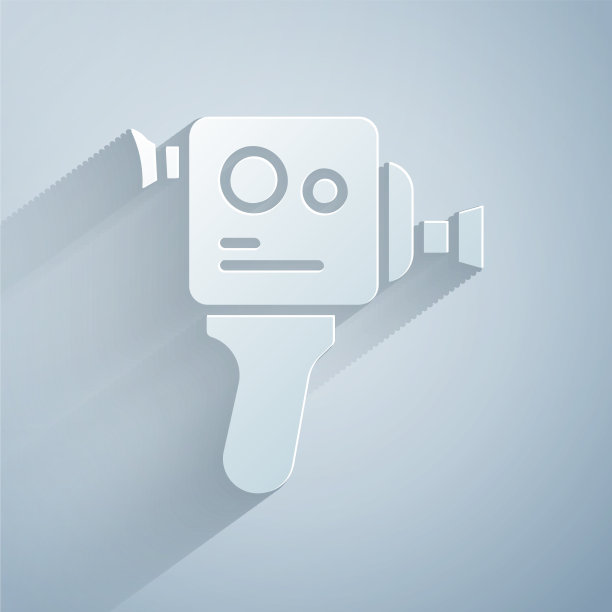 剪纸剪纸复古电影相机图标孤立上图片下载