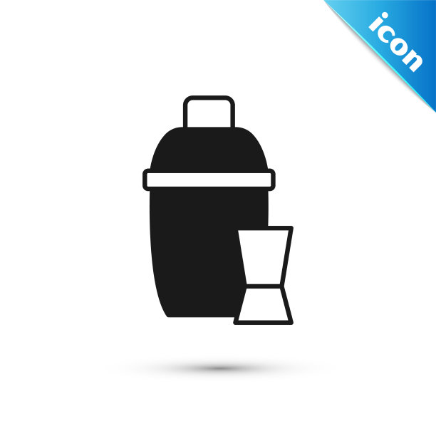 带有鸡尾酒杯图标的灰色调酒器图片下载