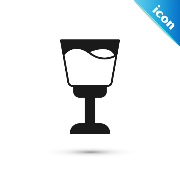 灰色酒杯图标孤立在白色背景图片下载
