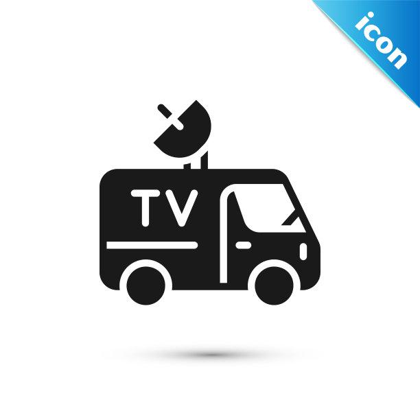 灰色的电视新闻车，配有旋转式设备图片下载