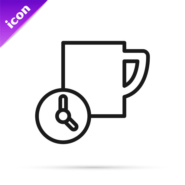 黑线时间管理图标隔离在白线上图片下载