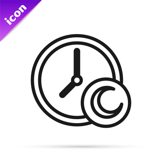 黑线时间休眠图标上隔离白色图片下载