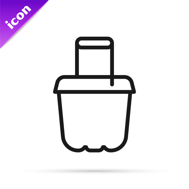 黑线沙桶图标孤立在白色上图片下载