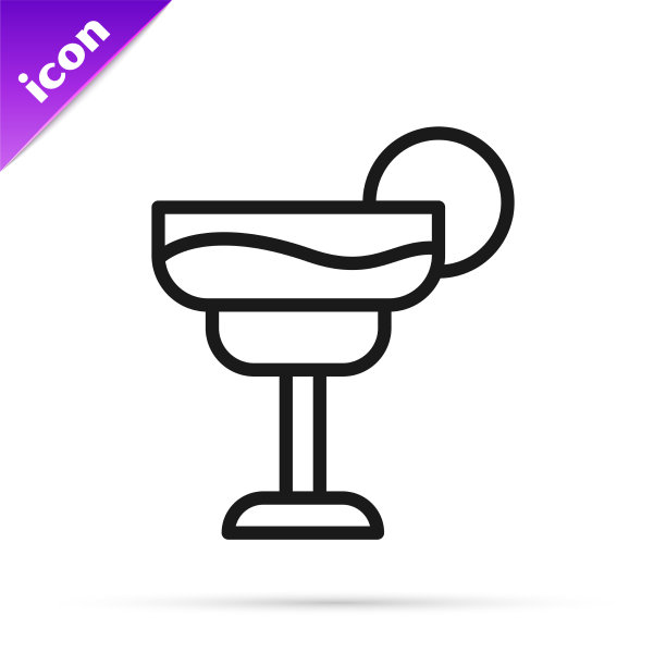 黑色线条的鸡尾酒和酒精饮料图标图片下载