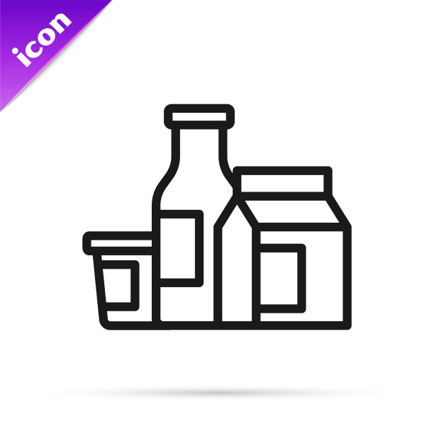 奶制品图标上的黑线被隔离在白色上图片下载