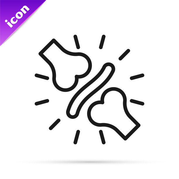 关节痛黑线，膝盖痛图标孤立上图片下载