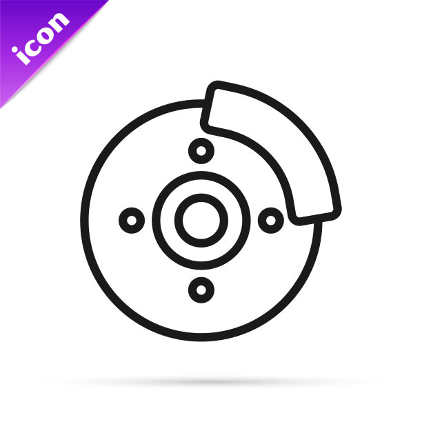 黑色线汽车制动盘与卡钳图标图片下载