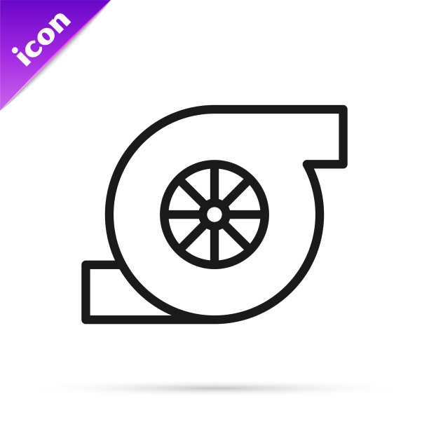 黑线汽车涡轮增压器图标孤立图片下载