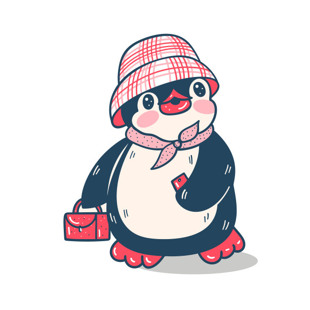 冬天有趣的卡通企鹅被孤立了图片下载