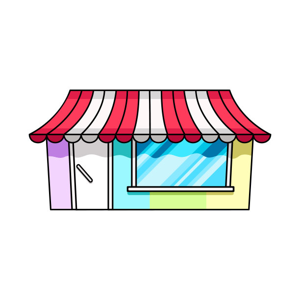 孤立对象书店和商店的图标集图片下载