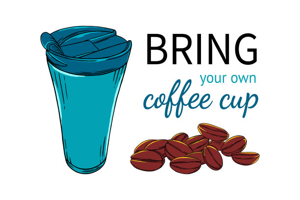 可重复使用的咖啡杯自带旅游杯单图片下载