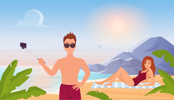 人们在夏季旅游度假热带海滩图片下载