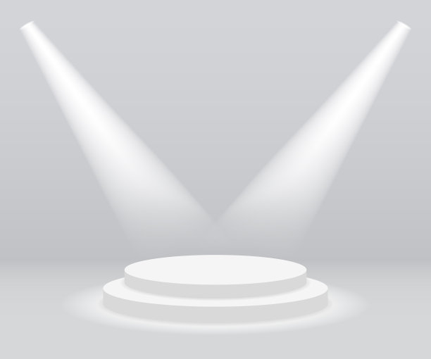 讲台与聚光灯，白色舞台与灯光图片下载