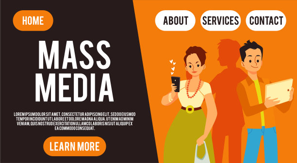 社交媒体网站横幅卡通人使用图片下载