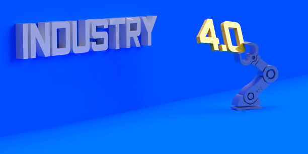 用于演示的蓝色背景工业4.0文本图片下载