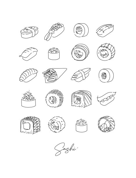 海报寿司式set line风格图片下载