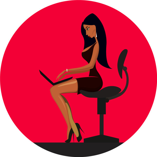 女商人在办公室用笔记本工作图片下载