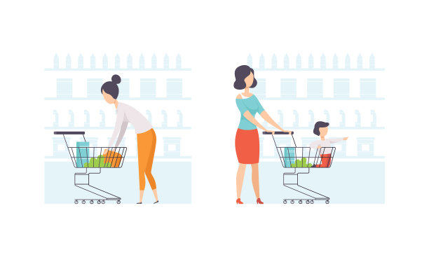 在超市购物的年轻女孩图片下载