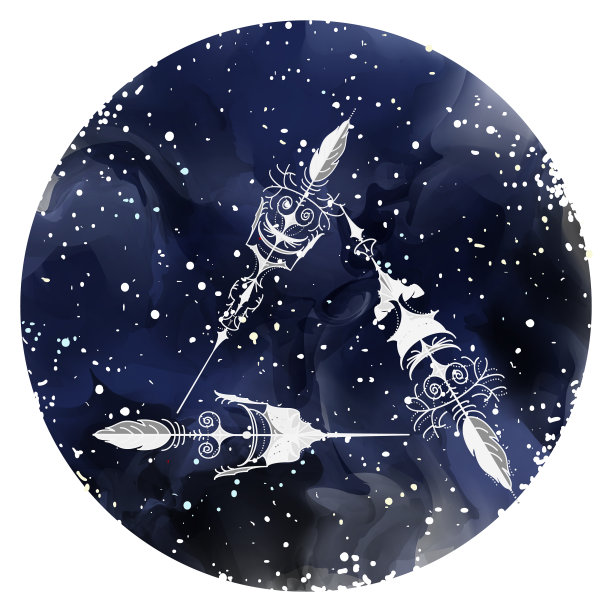 在繁星点点的天空上孤立的手绘箭头图片下载