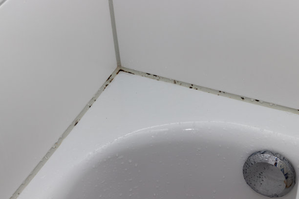 在浴室或浴缸角落的硅胶接头下形成黑色模具图片下载