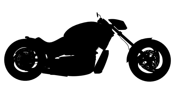 摩托车剪影孤立在白色的背景。侧视图。矢量图图片下载