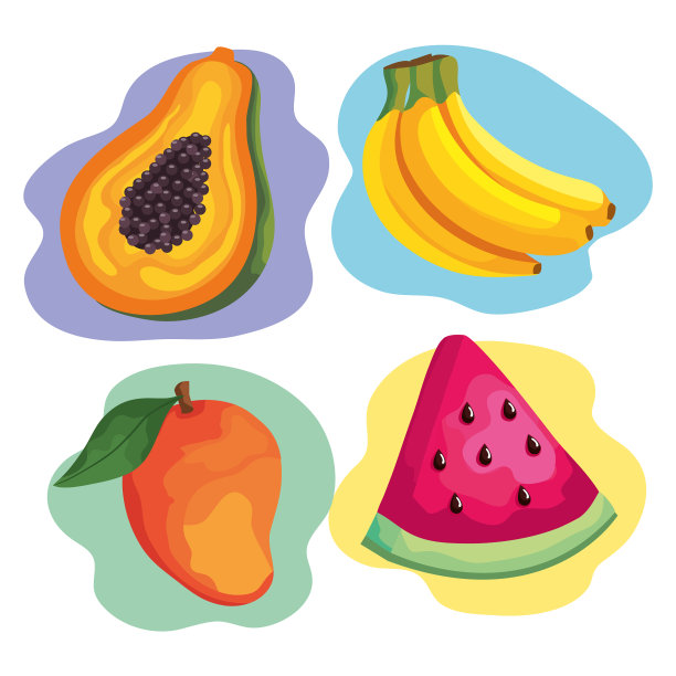 四个热带水果图片下载