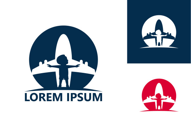 儿童学习飞行标志模板设计矢量，会徽，设计概念，创意符号，图标图片下载
