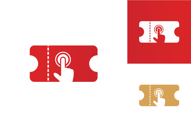 点击票证标志模板设计矢量，会徽，设计概念，创意符号，图标图片下载