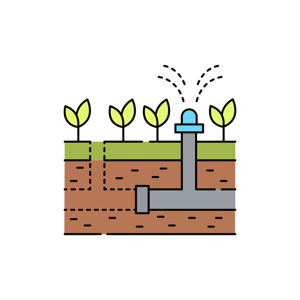 安装一个灌溉系统彩色线图标。花园服务。图片下载