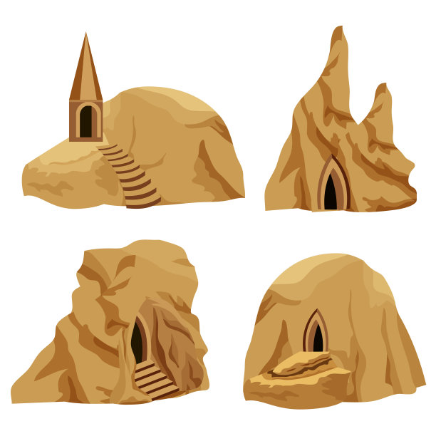 针对卡通或幻想游戏资产的独立游戏设计元素集图片下载