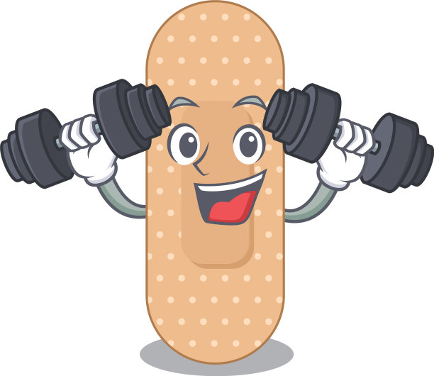 肌肉标准绷带吉祥物和杠铃图片下载